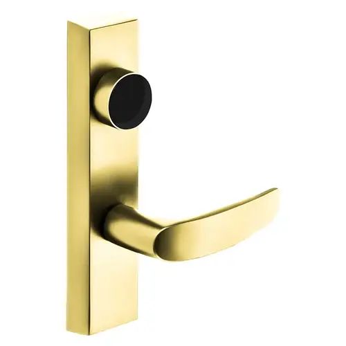 Grade 1 Exit Device Trim, Classroom Security Function, Key Outside Retracts Latch, Key Inside Unlocks/Locks Outside Trim, For Surface Vertical Rod and Mortise (8700, 8900 Series) Devices, Less Cylinder, B Lever, LHR, Bright Brass Bright Brass