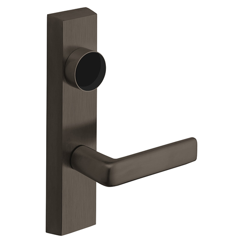 Grade 1 Exit Device Trim, Storeroom Function, Key Unlocks Trim, Trim Retracts Latch/Trim Relocks when Key is Removed, For Rim (8800) and NB8700 Series Devices, Less Cylinder, E Lever, RHR, Dark Oxidized Bronze Dark Oxidized Bronze