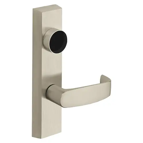 Grade 1 Electrified Exit Device Trim, Fail Safe, Power Off, Unlocks Lever, Key Retracts Latch, For Surface Vertical Rod and Mortise (8700, 8900 Series) Devices, Less Cylinder, L Lever, 24V, LHR, Satin Nickel Plated Clear Coated Satin Nickel Plated Clear Coated