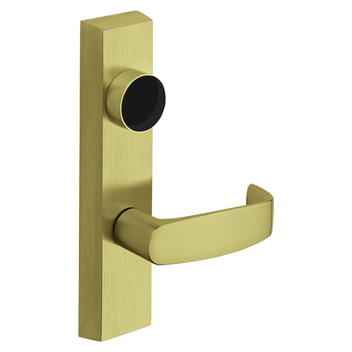 Grade 1 Exit Device Trim, Night Latch, Key Retracts Latch, For Rim and Mortise (8300, 8500, 8800, 8900, 9800, 9900 Series) Devices, Less Cylinder, L Lever, Satin Brass Finish, Right-Hand Reverse Satin Brass