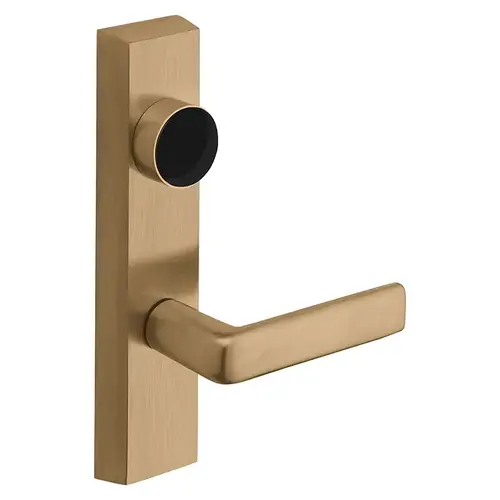 Grade 1 Exit Device Trim, Classroom Security Function, Key Outside Retracts Latch, Key Inside Unlocks/Locks Outside Trim, For Surface Vertical Rod and Mortise (8700, 8900 Series) Devices, Less Cylinder, E Lever, RHR, Satin Bronze Clear Coated Satin Bronze Clear Coated