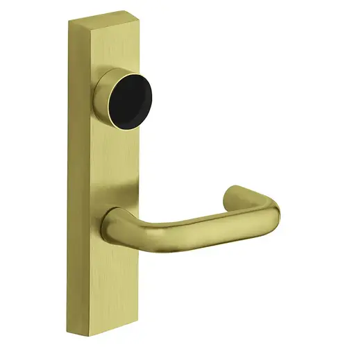 Grade 1 Electrified Exit Device Trim, Fail Safe, Power Off, Unlocks Lever, Key Retracts Latch, For Surface Vertical Rod and Mortise (8700, 8900 Series) Devices, Less Cylinder, J Lever, 12V, LHR, Satin Brass Satin Brass