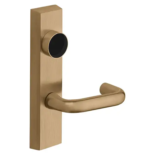 Grade 1 Exit Device Trim, Classroom Function, Freewheeling Trim, Key Outside Unlocks/Locks Trim, For Surface Vertical Rod and Mortise (8700, 8900 Series) Devices, Less Cylinder, J Lever, LHR, Satin Bronze Clear Coated Satin Bronze Clear Coated