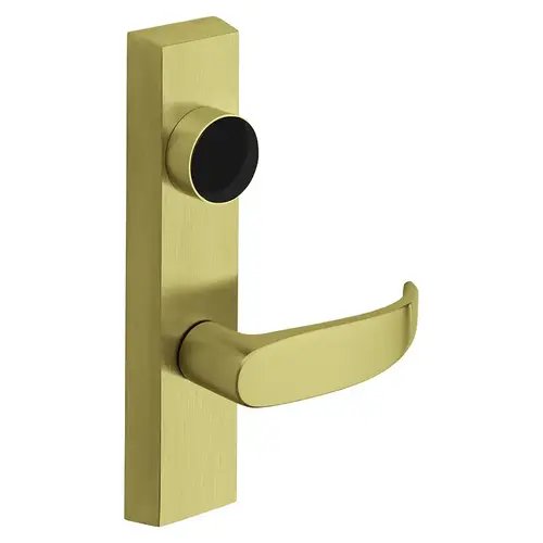 Grade 1 Electrified Exit Device Trim, Fail Secure, Power Off, Locks Lever, Key Retracts Latch, For Rim (8800) and NB8700 Series Devices, Less Cylinder, P Lever, 12V, LHR, Satin Brass Satin Brass