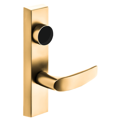 Grade 1 Exit Device Trim, Night Latch, Key Retracts Latch, For Rim and Mortise (8300, 8500, 8800, 8900, 9800, 9900 Series) Devices, Less Cylinder, B Lever, Bright Bronze Clear Coated Finish, Left-Hand Reverse Bright Bronze Clear Coated