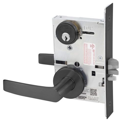 ML2054 Mortise Entrance Lever Lockset Black Suede Powder Coat