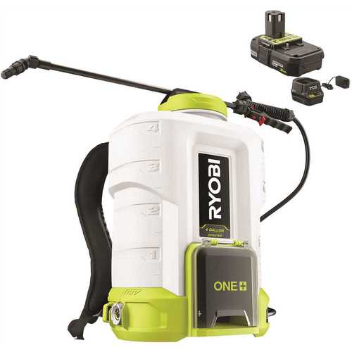 RYOBI P2860 ONE+ 18V Lithium-Ion Cordless 4 Gal. Battery Backpack Chemical Sprayer - 2.0 Ah Battery and Charger Included