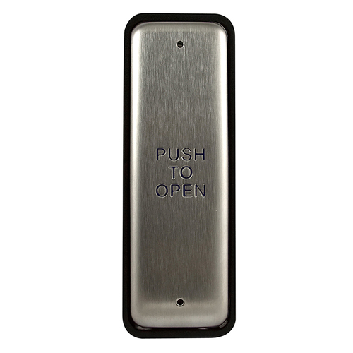 1-1/2" x 4-3/4" Jamb Plate with Push to Exit Text Satin Stainless Steel Finish
