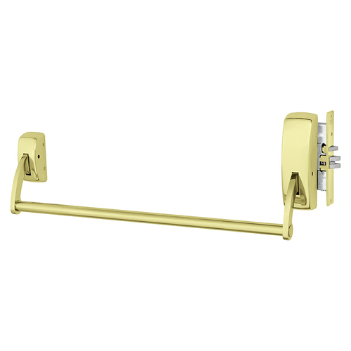 Mortise Exit Device, Passage Thumbpiece, Less Trim, LHR, Bright Brass