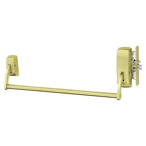 Mortise Crossbar Exit Device, Fire Rated, LHR, Passage Thumbpiece, Less Trim, Satin Brass