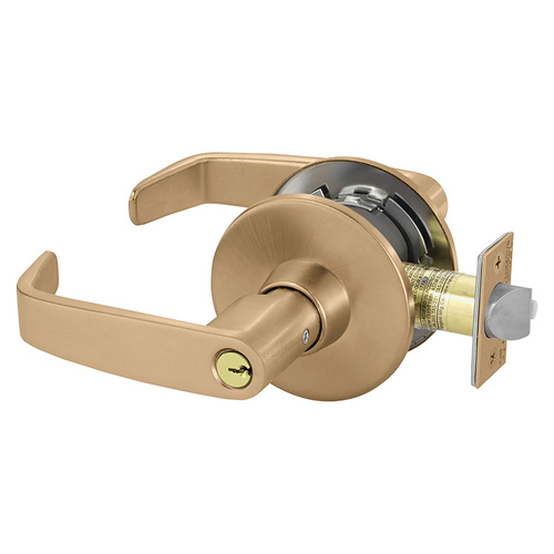 Utility Asylum Institutional Double Cylinder Tubular Bored Lock Grade 1 with L Lever and L Rose with ASA Strike and LA Keyway Satin Bronze Finish