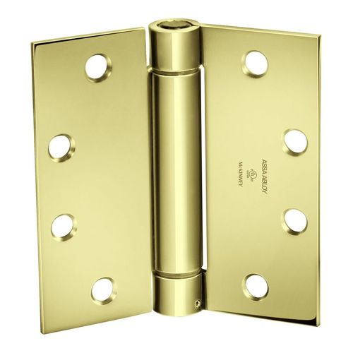 Steel Standard Weight Full Mortise Spring Hinge, Bright Polished Brass