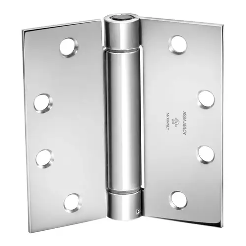 Full Mortise Spring Hinge, Standard Weight, 4-1/2" x 4-1/2", Square Corner, Bright Chrome