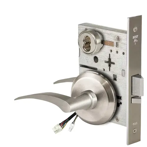 Electric Mortise Lock Satin Nickel Plated Clear Coated