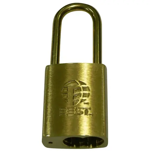 B Series Brass Padlock, 5/16" Shackle Diameter, 7-Pin Housing, 2" Steel Shackle, Non-Key Retained, Satin Brass