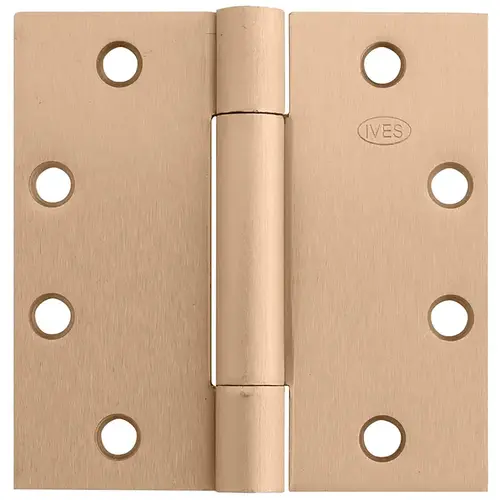 4 1/2" x 4 1/2" 3-Knuckle Concealed Bearing Hinge, Standard Weight, 4-1/2" x 4-1/2", Non-Removeable Pin, Satin Bronze Plated Clear Coated