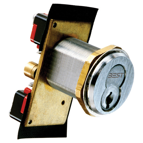 W Series Electric Switch Lock, Dual Switch, 2 SPDT, Key Position 2 - 2 o'clock, Key Position 3 - 10 o'clock, Satin Chrome