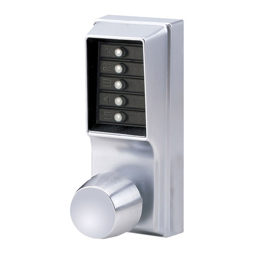 Mechanical Pushbutton Knob Lock Combination with Key Override, 2-3/4" Backset and Best Prep with Lockout Satin Chrome Finish