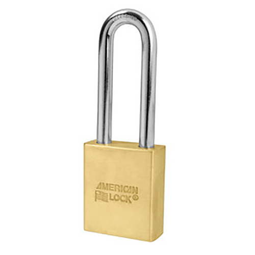 2 In. Wide Solid Brass Body, 3 In. Tall 5/16 In. Diameter Hardened Boron Alloy Shackle, Without Cylinder