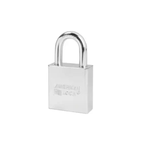 1-3/4" Wide Solid Steel Body, 2" Tall 5/16" Diameter Stainless Steel Shackle, 5 Pin Cylinder, Keyed Alike 1-3/4" (44mm) Rectangular chrome plated solid steel padlock