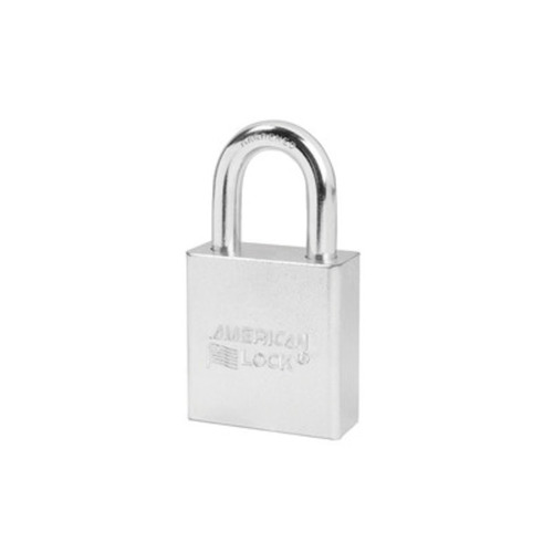 2" Wide Solid Steel Body, 1-1/8" Tall 3/8" Diameter Stainless Steel Shackle, 5 Pin Cylinder, Keyed Alike 2" (50mm) Rectangular chrome plated solid steel padlock