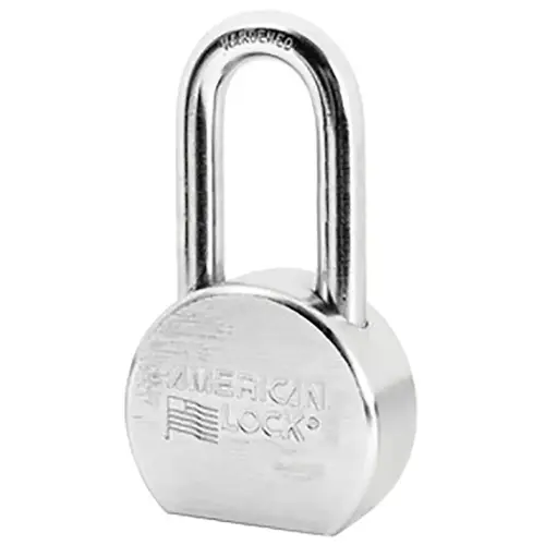 2-1/2" Wide Chrome Plated Solid Steel Body, 2" Tall 7/16" Diameter Boron Shackle, 5 Pin Cylinder, Keyed Alike Solid steel round body padlock