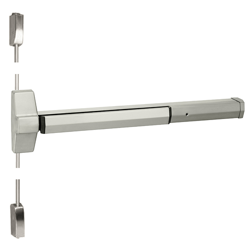3' x 10' Surface Vertical Rod Exit Only Exit Device Satin Stainless Steel Finish