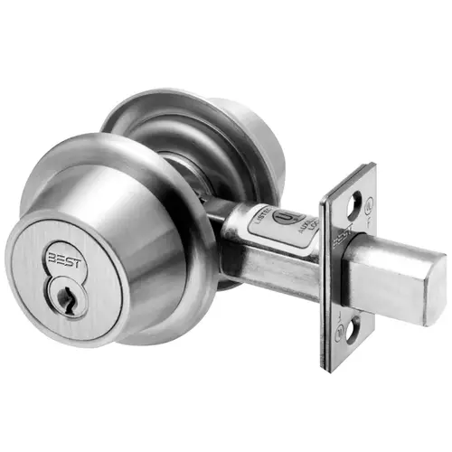 8T Series 2-3/8" Backset 7 Pin Single Cylinder No Turnknob Deadbolt Standard Strike Less Core Satin Chrome Finish