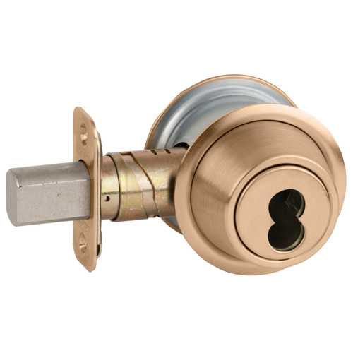 Grade 2 Double Cylinder Deadbolt Less Full Size Interchangeable Core with 12287 Latch and 10094 Strike Satin Bronze Finish