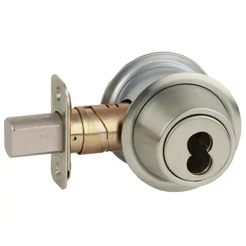 Grade 2 Fire Rated Single Cylinder Deadbolt Less Full Size Interchangeable Core with 12287 Latch and 10094 Strike Satin Nickel Finish