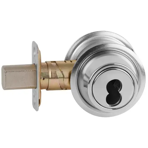 Grade 2 Small Format Interchangeable Less Core Cylinder by Blank Plate Deadbolt with 12287 Latch and 10094 Strike Bright Chrome Finish