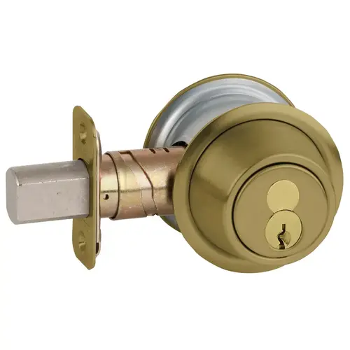 Grade 2 Single Cylinder Deadbolt with Full Size Interchangeable Core with C Keyway with 12287 Latch and 10094 Strike Antique Brass Finish