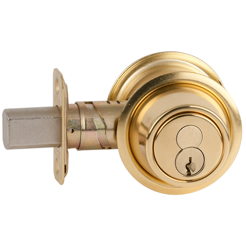 Grade 2 Double Cylinder Deadbolt with Full Size Interchangeable Core C Keyway with 12287 Latch and 10094 Strike Bright Brass Finish