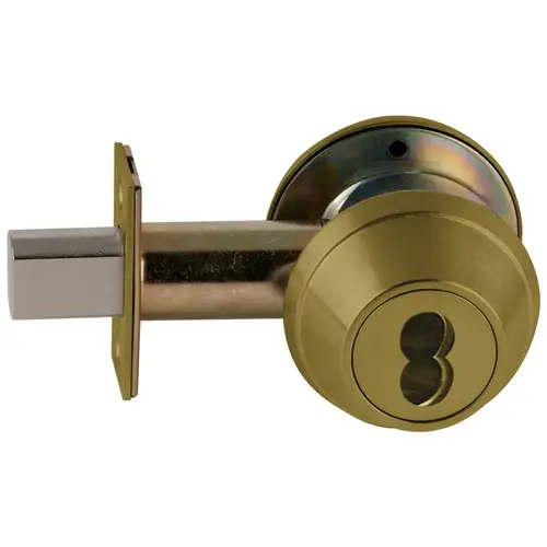 Grade 1 Small Format Interchangeable Less Core Classroom Deadbolt with 12297 Latch and 10094 Strike Antique Brass Finish