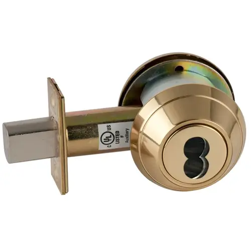 Grade 1 Small Format Interchangeable Less Core Cylinder by Blank Plate Deadbolt with 12297 Latch and 10094 Strike Bright Brass Finish