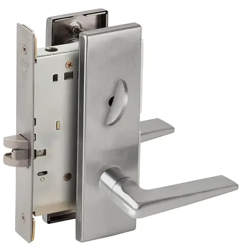 Bed / Bath Privacy Mortise Lock with 05 Lever and N Escutcheon Satin Chrome Finish