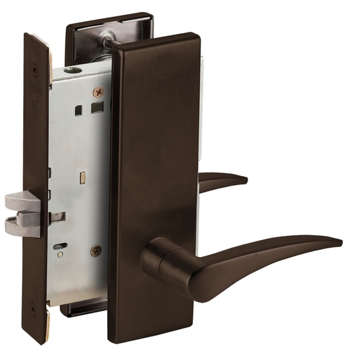 Passage Latch Mortise Lock with 12 Lever and N Escutcheon Right Hand Oil Rubbed Bronze Finish