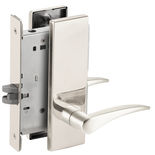 Passage Latch Mortise Lock with 12 Lever and N Escutcheon Left Hand Bright Chrome Finish