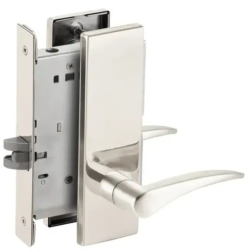 Passage Latch Mortise Lock with 12 Lever and N Escutcheon Right Hand Bright Chrome Finish