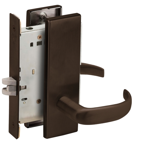 Passage Mortise Lock with 17 Lever and N Escutcheon Aged Bronze Finish