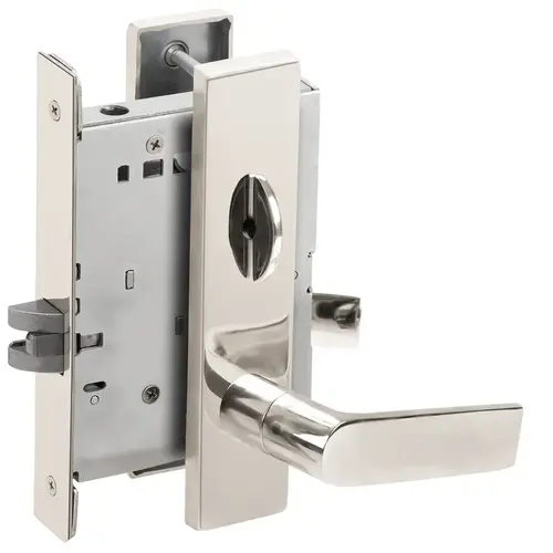 Bed / Bath Privacy Mortise Lock with 01 Lever and L Escutcheon Bright Chrome Finish