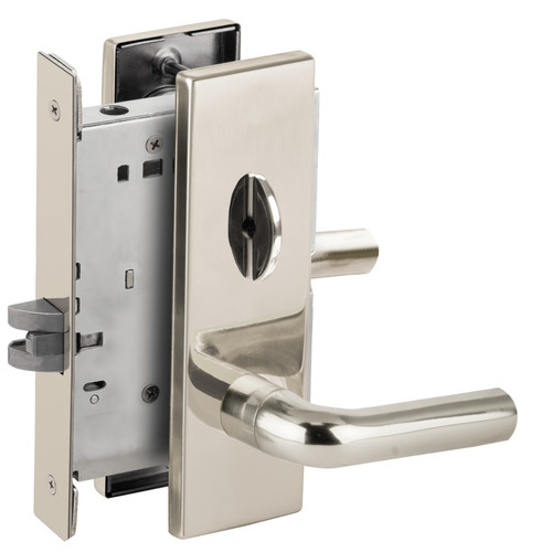 Bed / Bath Privacy Mortise Lock with 02 Lever and N Escutcheon Bright Stainless Steel Finish