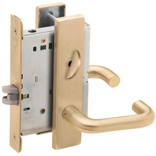 Bed / Bath Privacy Mortise Lock with 03 Lever and L Escutcheon Satin Brass Finish