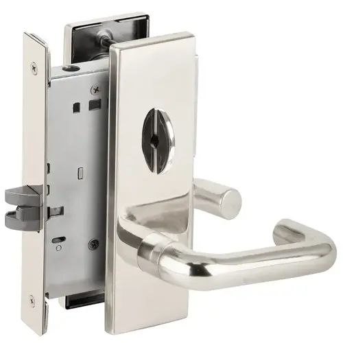 Bed / Bath Privacy Mortise Lock with 03 Lever and N Escutcheon Bright Stainless Steel Finish