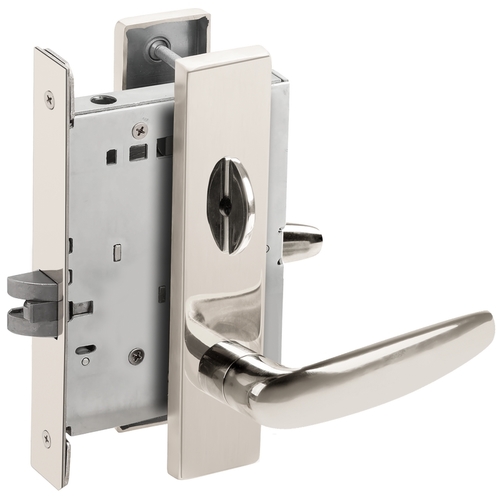 Bed / Bath Privacy Mortise Lock with 07 Lever and L Escutcheon Bright Stainless Steel Finish