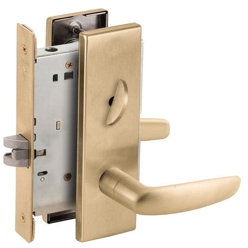 Bed / Bath Privacy Mortise Lock with 07 Lever and N Escutcheon Satin Brass Finish