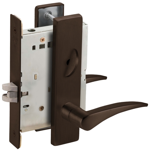 Bed / Bath Privacy Mortise Lock with 12 Lever and L Escutcheon Right Hand Oil Rubbed Bronze Finish