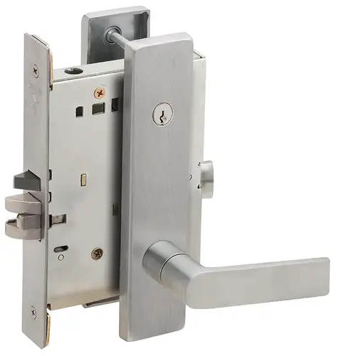 Classroom Holdback Mortise Lock Concealed Cylinder C Keyway with 01 Lever and L Escutcheon Satin Chrome Finish