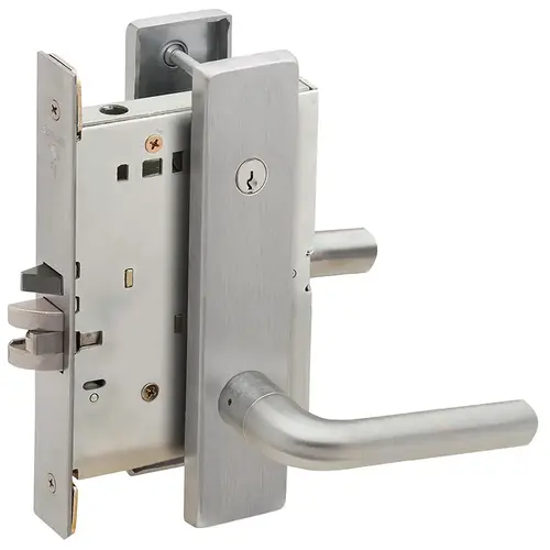 Automatic Unlocking Entry Mortise Lock Concealed Cylinder C Keyway with 02 Lever and L Escutcheon Satin Chrome Finish