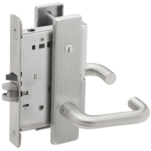 Entry / Office Mortise Lock Concealed Cylinder with 03 Lever and L Escutcheon Satin Chrome Finish